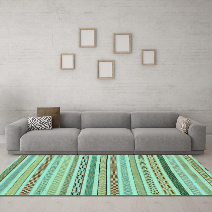 Machine Washable Abstract Light Blue Modern Rug in a Living Room, wshabs2270lblu