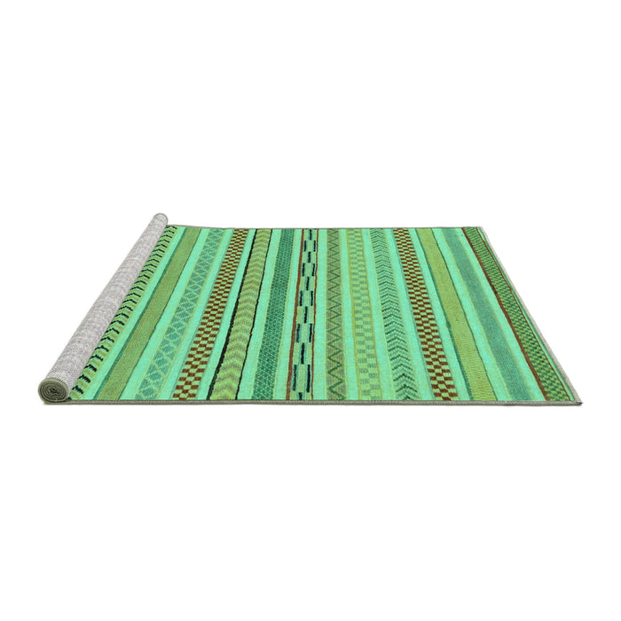 Sideview of Machine Washable Abstract Turquoise Modern Area Rugs, wshabs2270turq