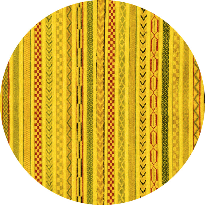 Round Abstract Yellow Modern Rug, abs2270yw