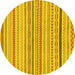 Round Abstract Yellow Modern Rug, abs2270yw