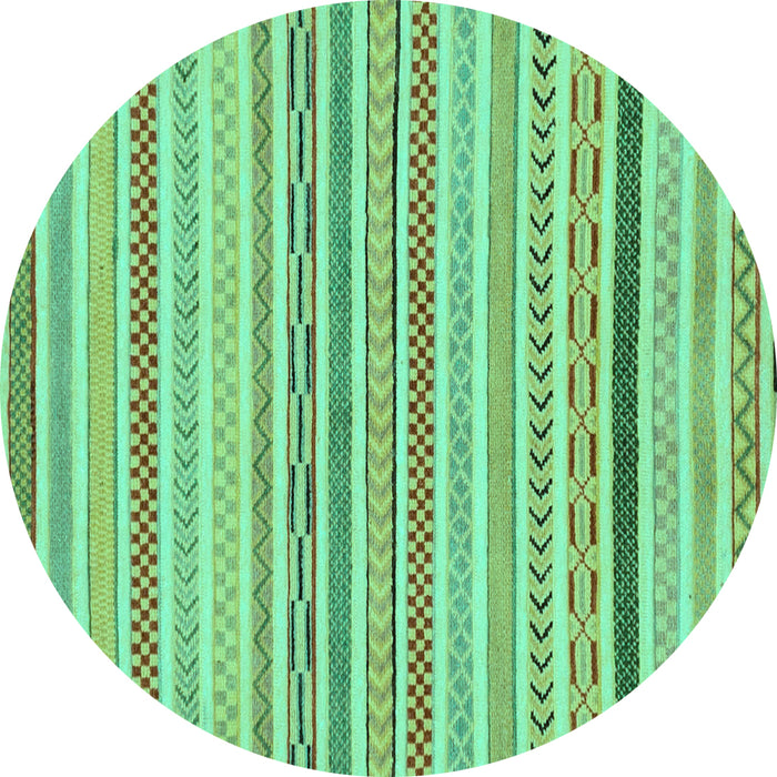 Round Machine Washable Abstract Turquoise Modern Area Rugs, wshabs2270turq