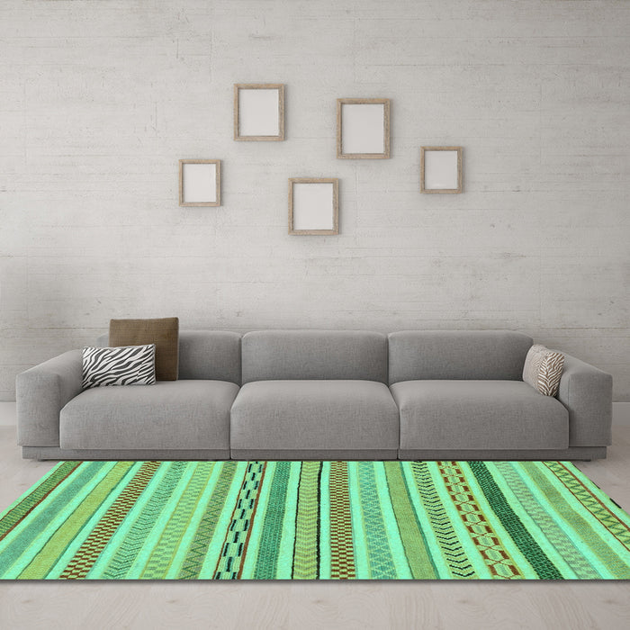 Machine Washable Abstract Turquoise Modern Area Rugs in a Living Room,, wshabs2270turq