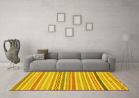 Machine Washable Abstract Yellow Modern Rug, wshabs2270yw