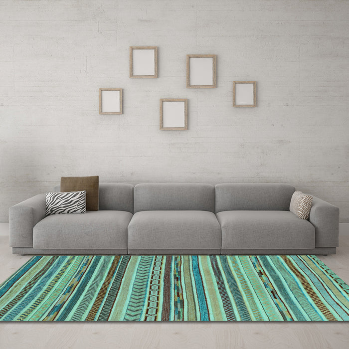 Machine Washable Abstract Light Blue Modern Rug in a Living Room, wshabs2271lblu