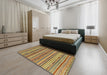 Abstract Metallic Gold Modern Rug in a Bedroom, abs2271