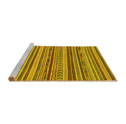 Sideview of Machine Washable Abstract Yellow Modern Rug, wshabs2271yw