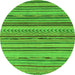 Round Machine Washable Abstract Green Modern Area Rugs, wshabs2271grn