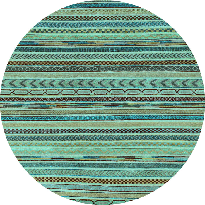 Round Machine Washable Abstract Light Blue Modern Rug, wshabs2271lblu