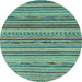 Round Machine Washable Abstract Light Blue Modern Rug, wshabs2271lblu