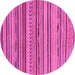 Round Machine Washable Abstract Pink Modern Rug, wshabs2271pnk