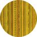 Round Machine Washable Abstract Yellow Modern Rug, wshabs2271yw