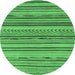 Round Abstract Emerald Green Modern Rug, abs2271emgrn