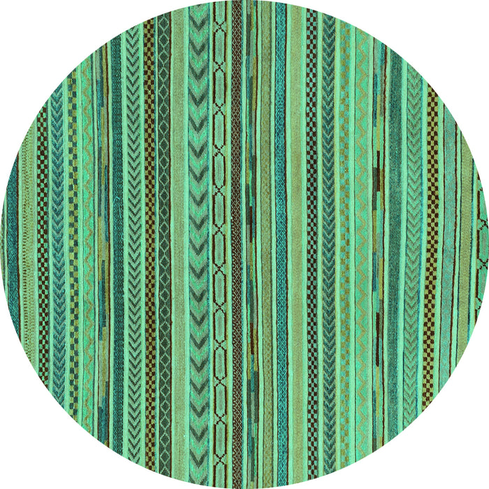 Round Machine Washable Abstract Turquoise Modern Area Rugs, wshabs2271turq