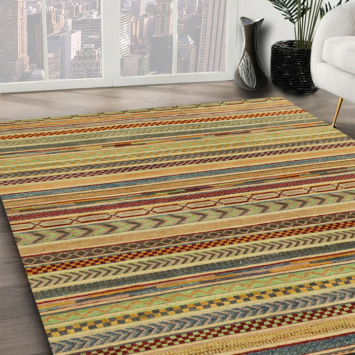 Machine Washable Abstract Metallic Gold Rug in a Family Room, wshabs2271