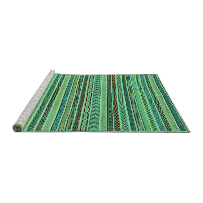 Sideview of Machine Washable Abstract Turquoise Modern Area Rugs, wshabs2271turq