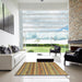 Square Abstract Metallic Gold Modern Rug in a Living Room, abs2271