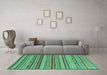 Machine Washable Abstract Turquoise Modern Area Rugs in a Living Room,, wshabs2271turq