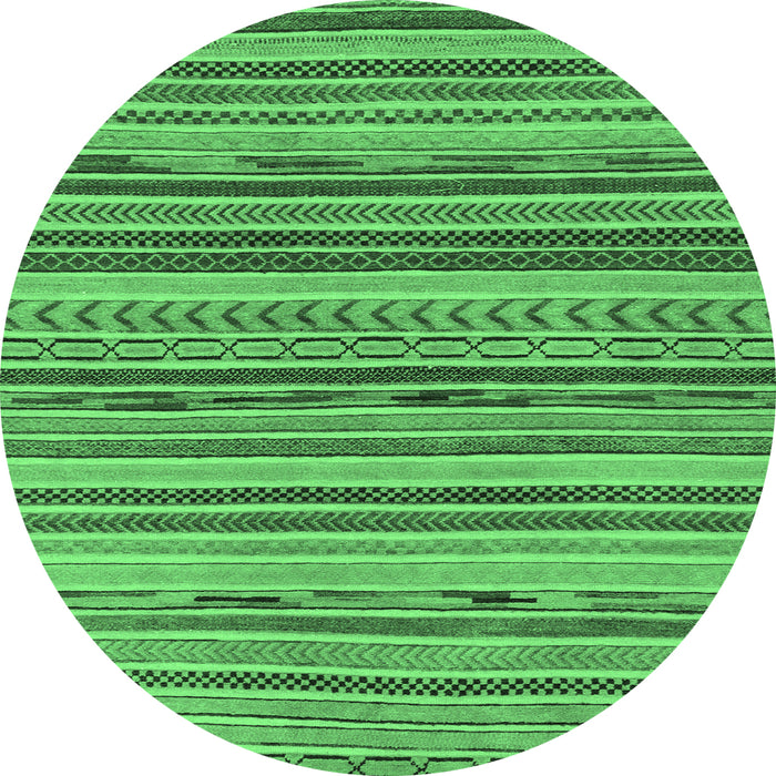 Round Machine Washable Abstract Emerald Green Modern Area Rugs, wshabs2271emgrn