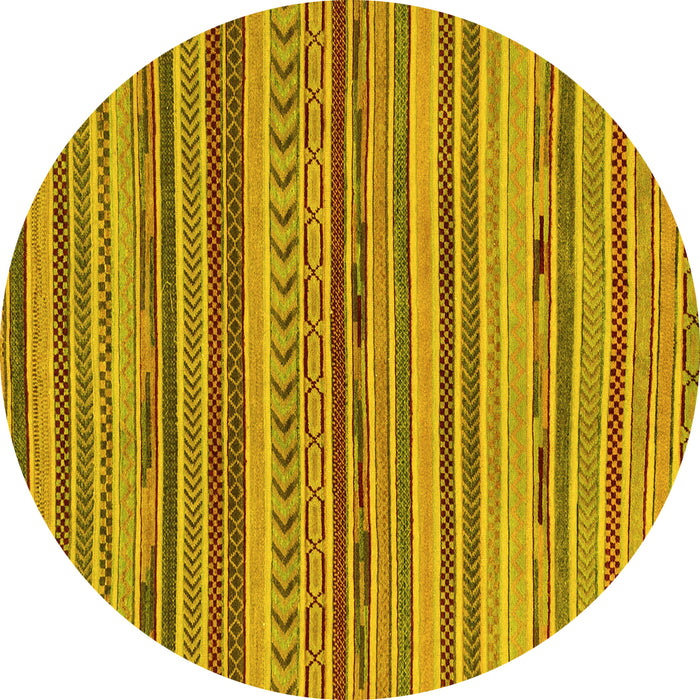 Round Abstract Yellow Modern Rug, abs2271yw