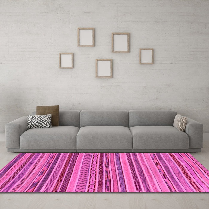 Machine Washable Abstract Pink Modern Rug in a Living Room, wshabs2271pnk