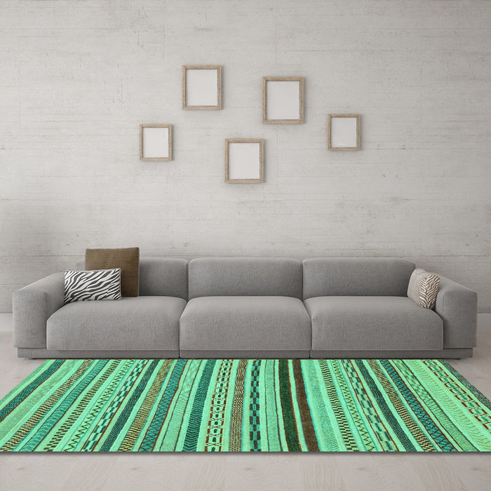 Machine Washable Abstract Turquoise Modern Area Rugs in a Living Room,, wshabs2272turq