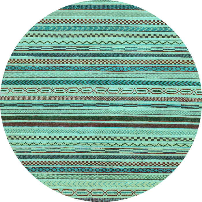 Round Abstract Light Blue Modern Rug, abs2272lblu