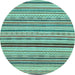 Round Abstract Light Blue Modern Rug, abs2272lblu