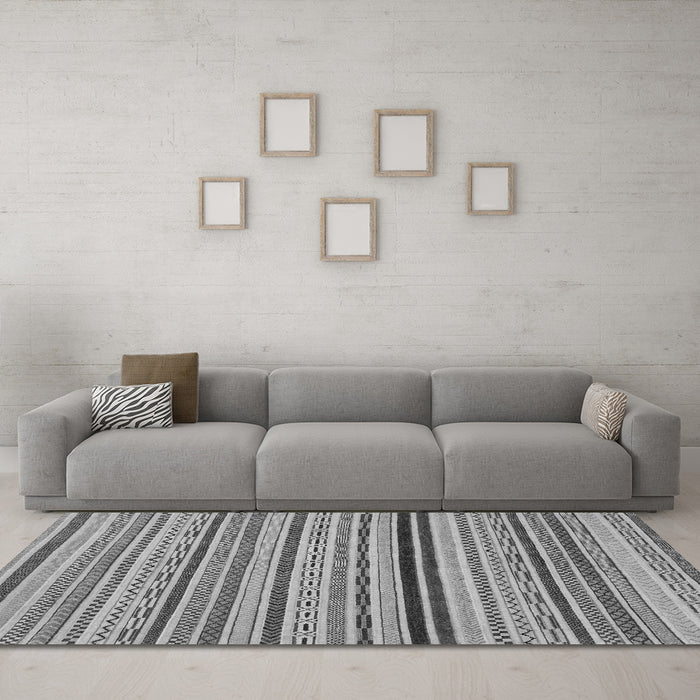 Machine Washable Abstract Gray Modern Rug in a Living Room,, wshabs2272gry