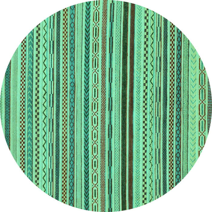 Round Machine Washable Abstract Turquoise Modern Area Rugs, wshabs2272turq