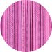 Round Machine Washable Abstract Pink Modern Rug, wshabs2272pnk