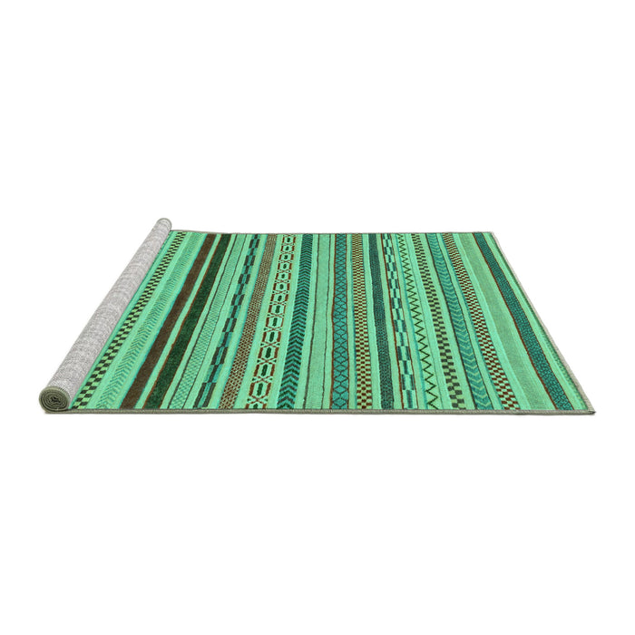 Sideview of Machine Washable Abstract Turquoise Modern Area Rugs, wshabs2272turq