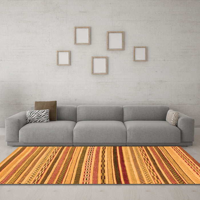 Machine Washable Abstract Orange Modern Area Rugs in a Living Room, wshabs2272org