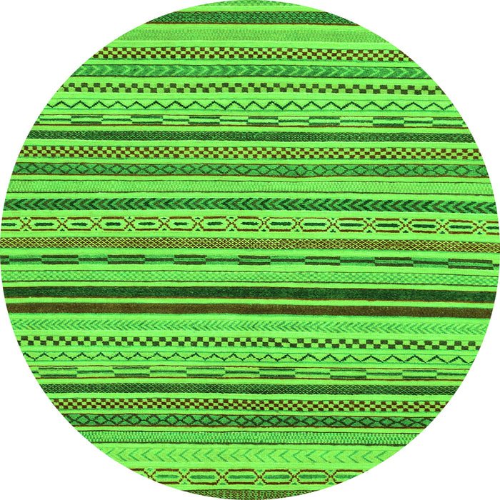 Round Machine Washable Abstract Green Modern Area Rugs, wshabs2272grn