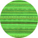 Round Machine Washable Abstract Green Modern Area Rugs, wshabs2272grn