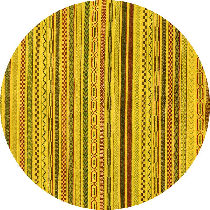 Round Machine Washable Abstract Yellow Modern Rug, wshabs2272yw