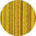 Round Machine Washable Abstract Yellow Modern Rug, wshabs2272yw