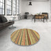 Round Machine Washable Abstract Sienna Brown Rug in a Office, wshabs2272