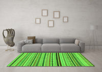 Machine Washable Abstract Green Modern Rug, wshabs2272grn