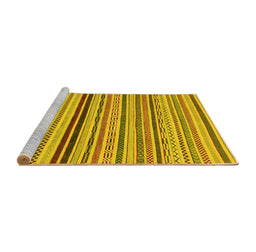 Sideview of Machine Washable Abstract Yellow Modern Rug, wshabs2272yw