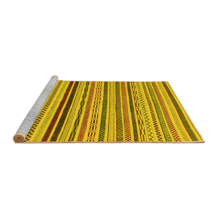 Sideview of Machine Washable Abstract Yellow Modern Rug, wshabs2272yw