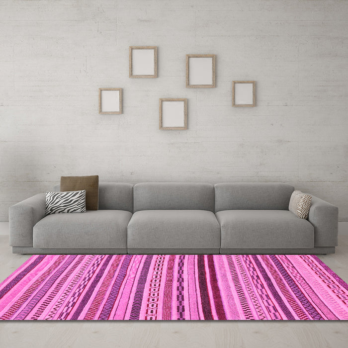 Machine Washable Abstract Pink Modern Rug in a Living Room, wshabs2272pnk