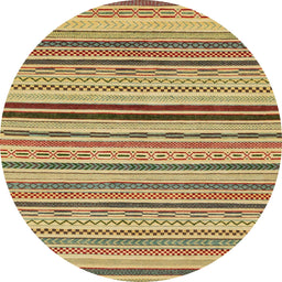 Round Machine Washable Abstract Sienna Brown Rug, wshabs2272