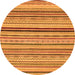 Round Machine Washable Abstract Orange Modern Area Rugs, wshabs2272org