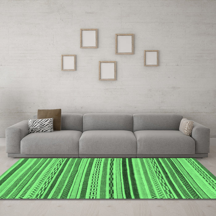 Machine Washable Abstract Emerald Green Modern Area Rugs in a Living Room,, wshabs2272emgrn