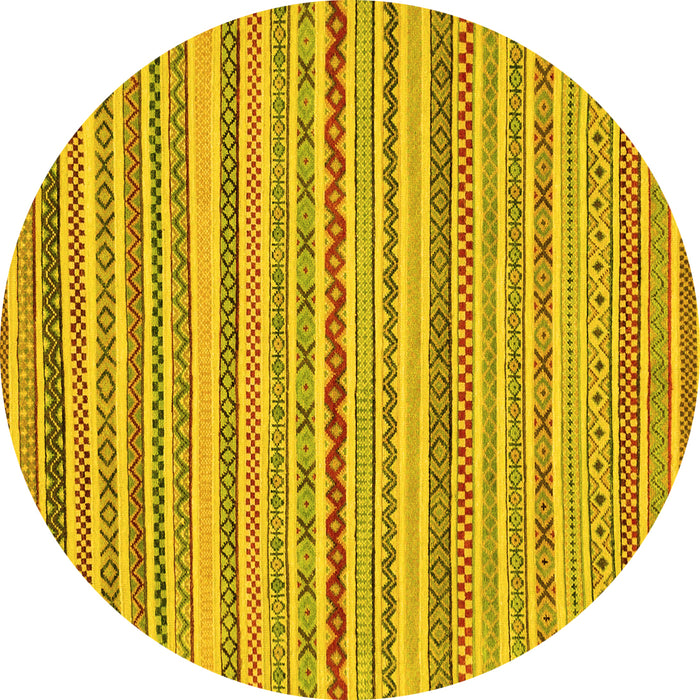 Round Abstract Yellow Modern Rug, abs2273yw