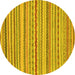 Round Abstract Yellow Modern Rug, abs2273yw