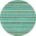 Round Machine Washable Abstract Light Blue Modern Rug, wshabs2273lblu