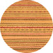 Round Machine Washable Abstract Orange Modern Area Rugs, wshabs2273org