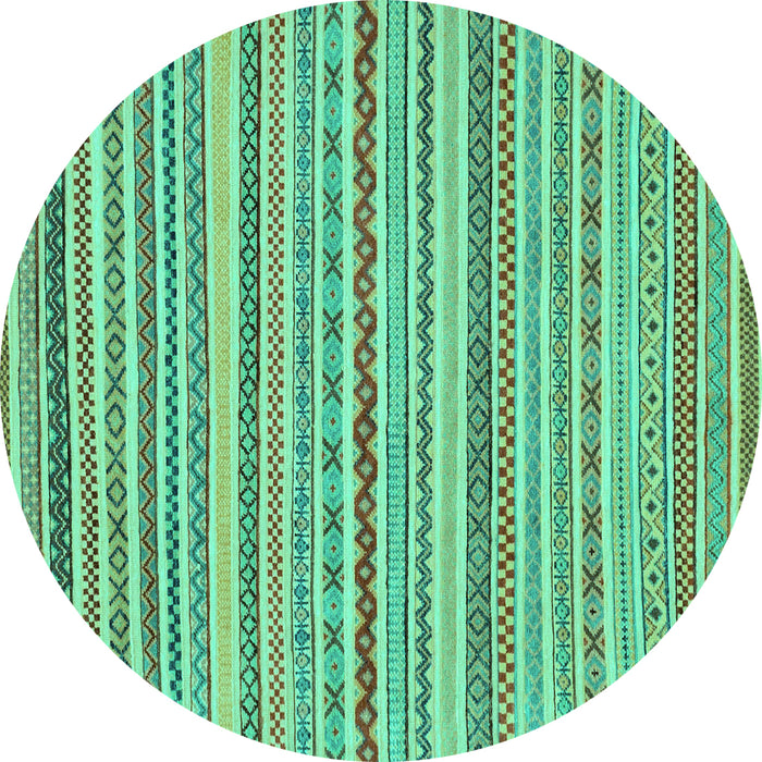 Round Machine Washable Abstract Turquoise Modern Area Rugs, wshabs2273turq