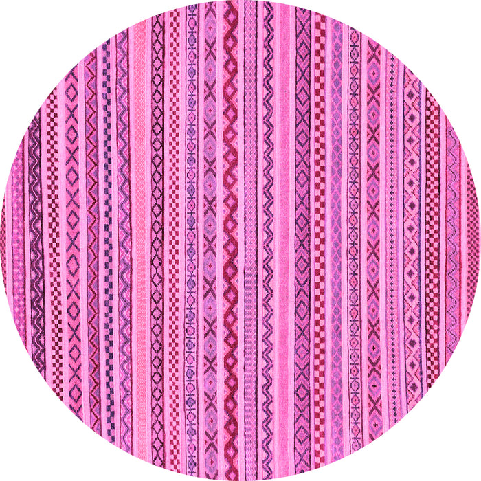 Round Machine Washable Abstract Pink Modern Rug, wshabs2273pnk